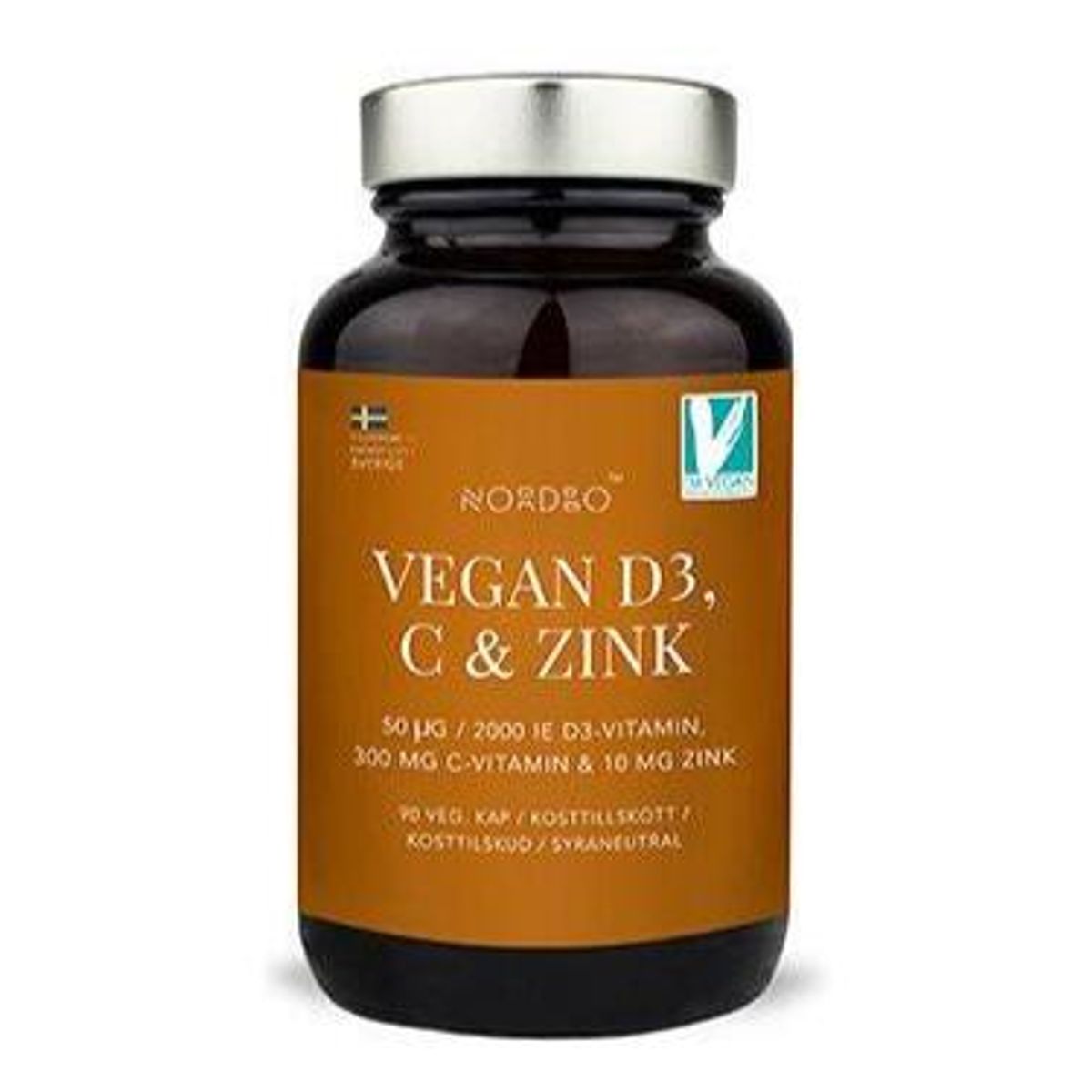 Nordbo Vegan D3, C & Zink, 90kap.