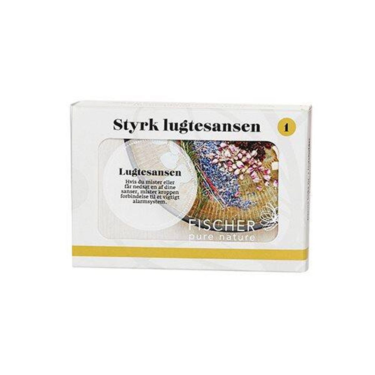 Fisher Pure Nature Styrk lugtesansen kit 1, 4 x10 ml æteriske olier Eucaluptus Ø, Origanum, Ingefær, Cedertræ 1pk.