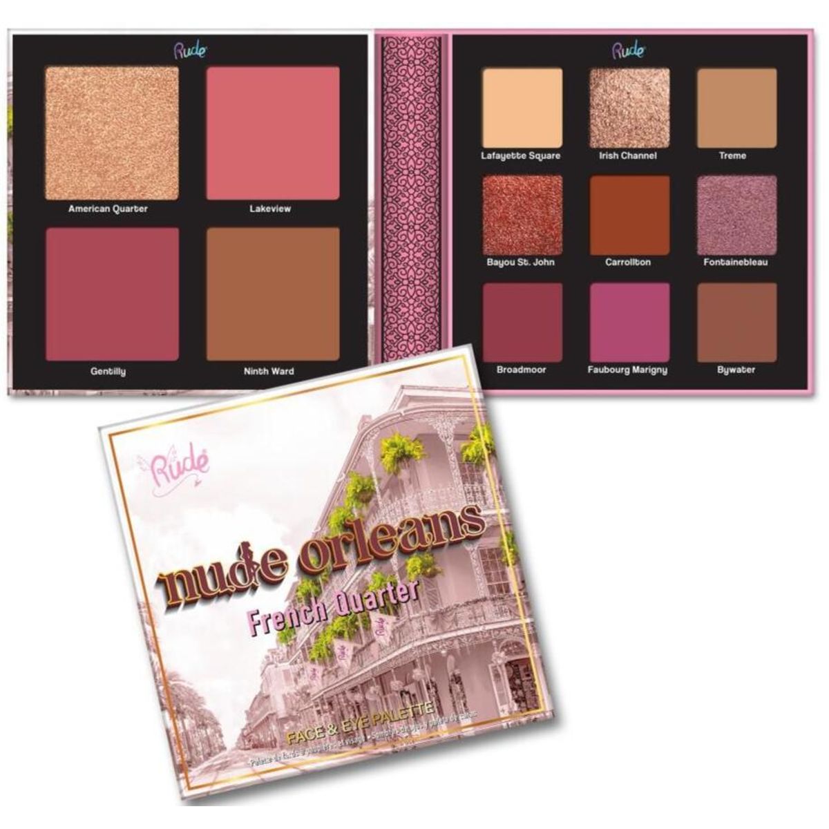 RUDE COSMETICS Nude Orleans French Quarter Face & Eye Pallette