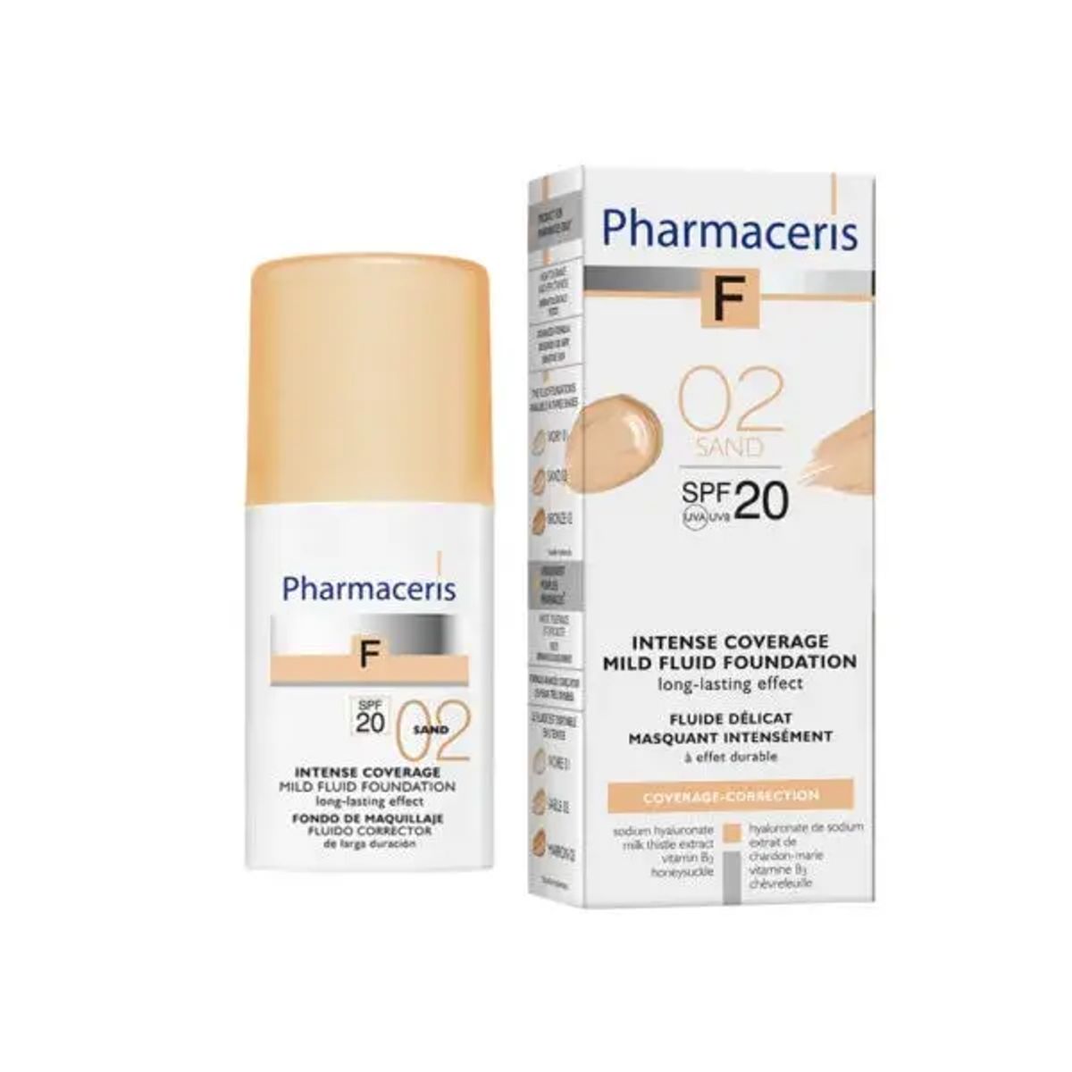 Pharmaceris F Intensivt dækkende foundation Alle hudtyper hermed følsom hud, SPF 20. Sand 02, 30ml