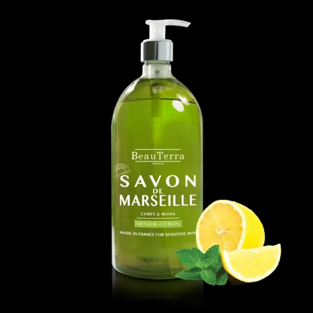 Beau Terra Marseille Liquid Soap - Mint Lemon, 1000ml