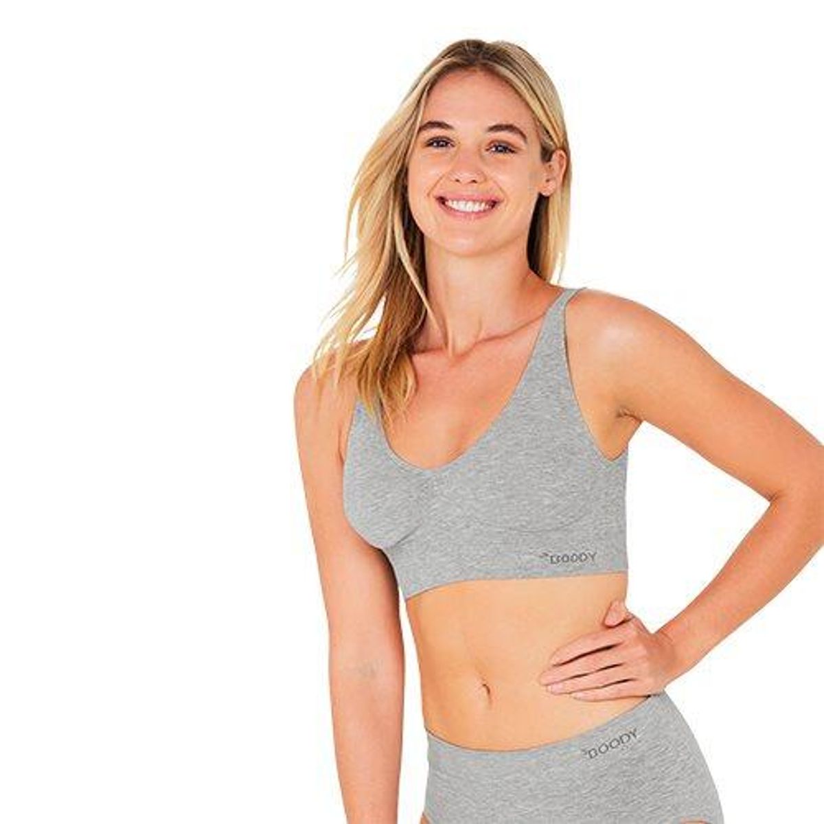 Boody Padded Shaper Crop Bra lysegrå str. XL