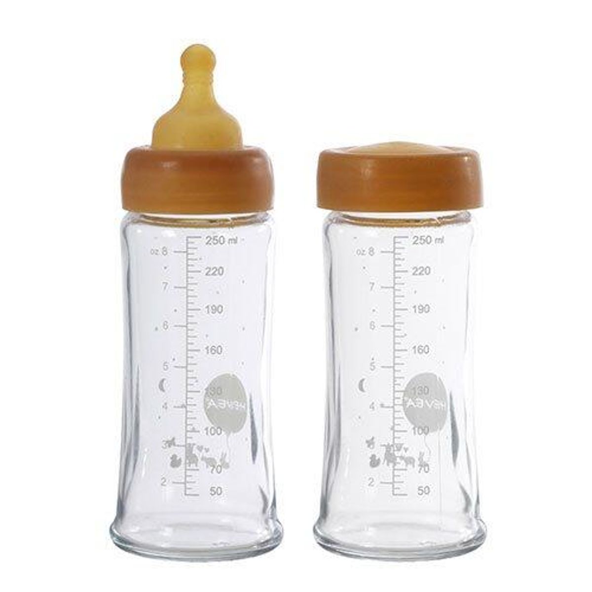 Hevea Baby Glas sutteflaske Wide Neck 2-pak 250ml