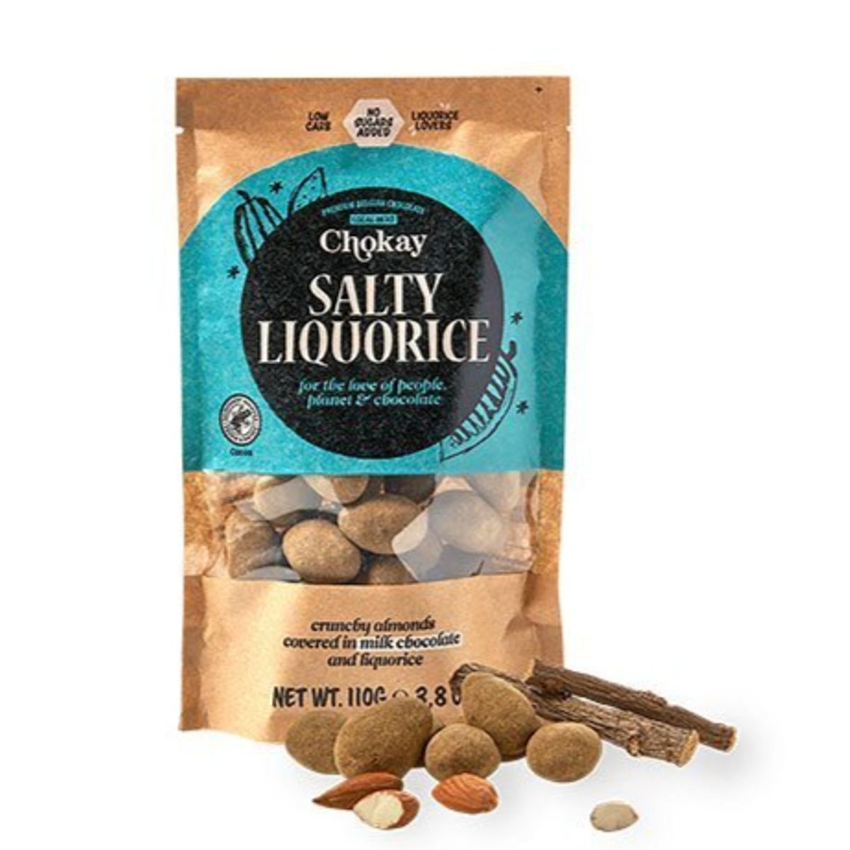 Chokay Snack bite Salty Licorice Chocolate Almonds, 110g