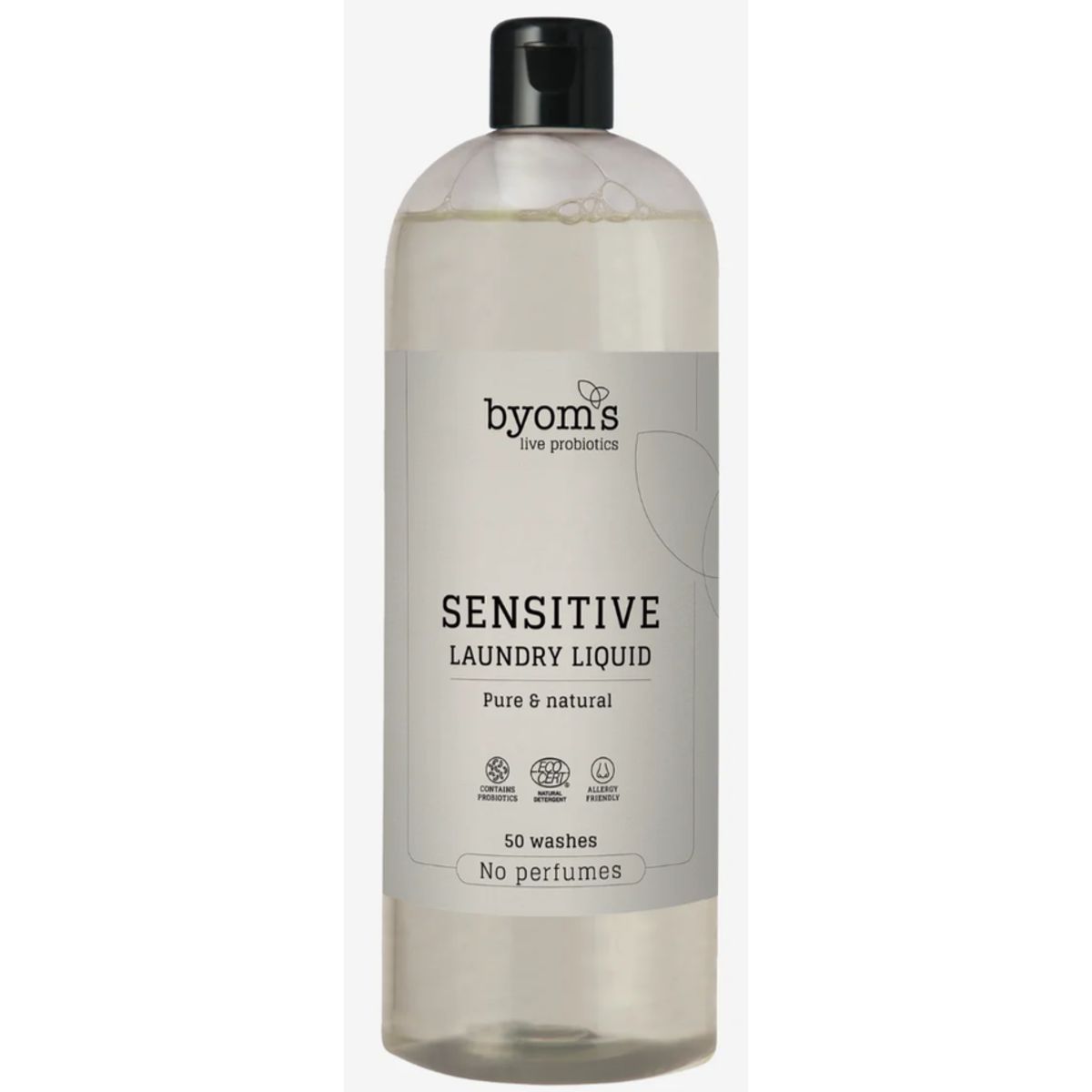 Byoms Sensitive Probiotic Laundry Liquid - Ecocert, No Perfumes, 1000ml.