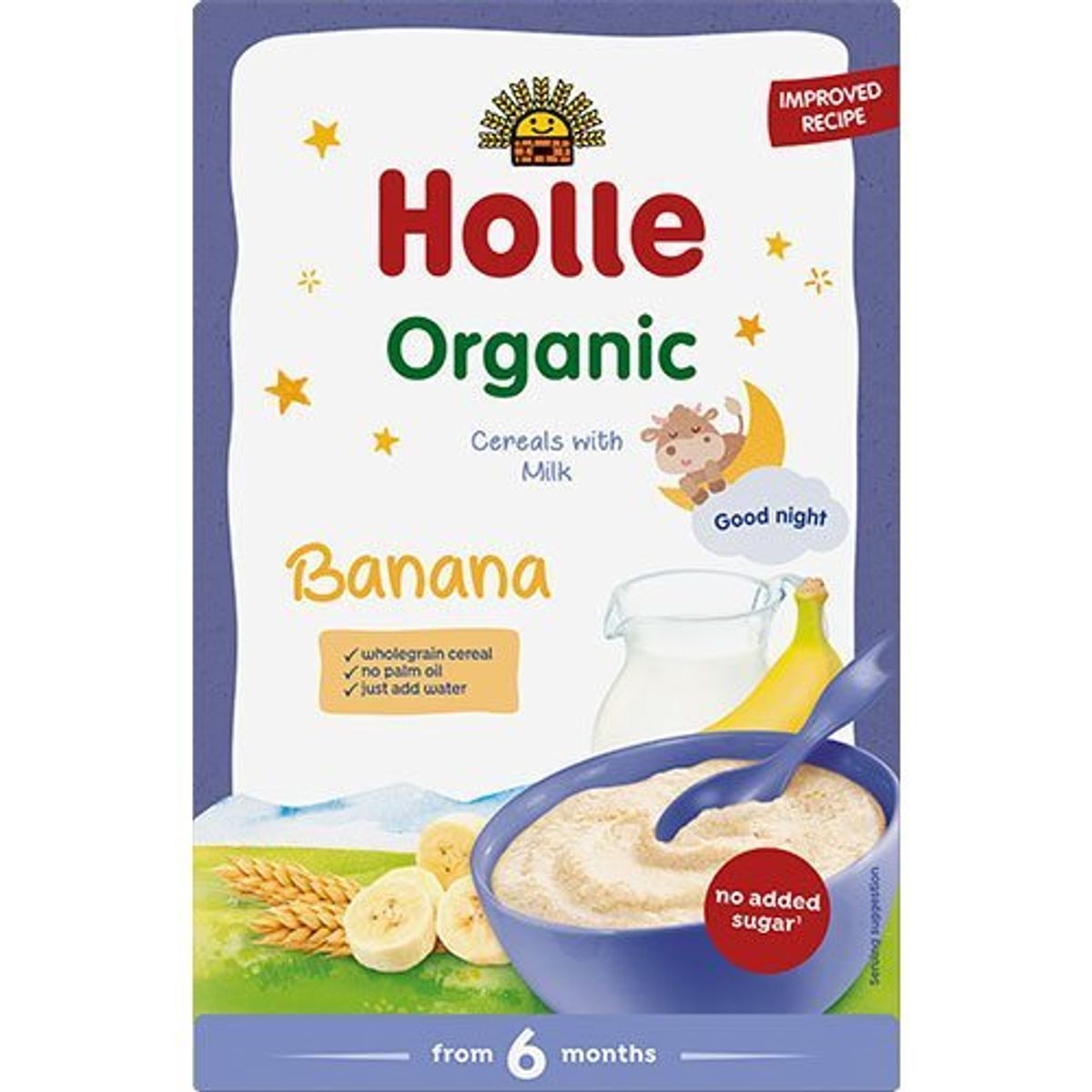 Holle Fuldkornsgrød med mælk og banan Ø, 250g