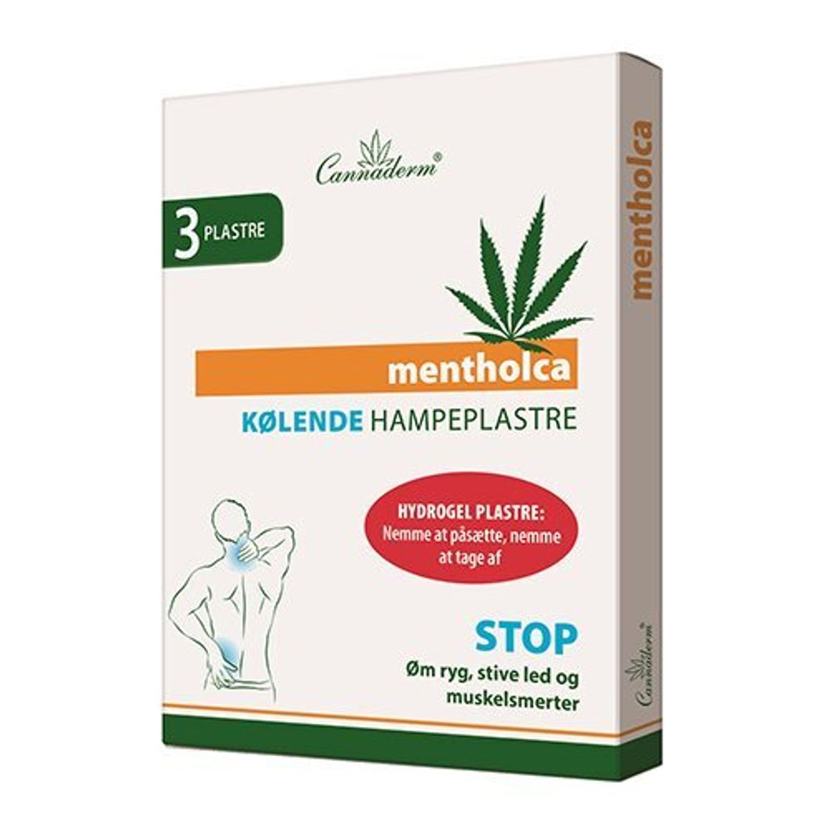 Cannaderm Kølende Hampeplastre 3 stk 10x14 cm Mentholca