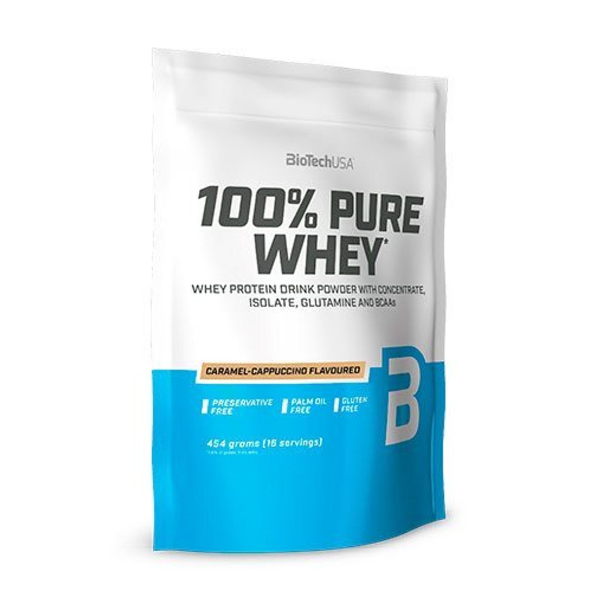 BioTech 100% Pure Whey Protein pulver Caramel-Cappuccino, 454g