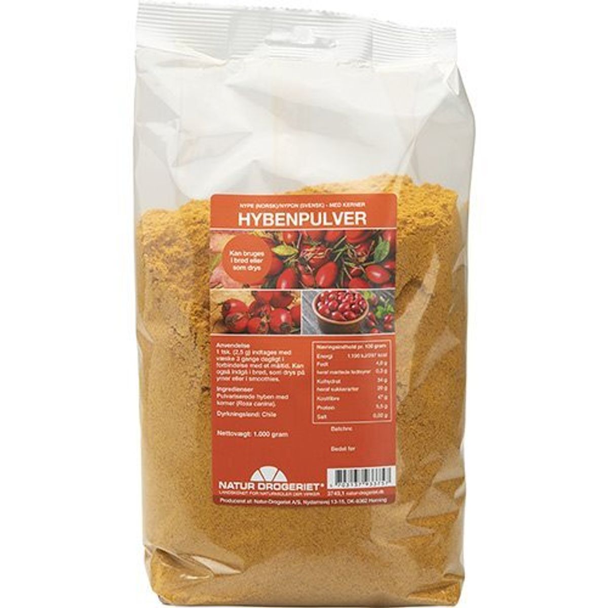 Natur-Drogeriet Hyben pulver fint m. kerner, 1kg