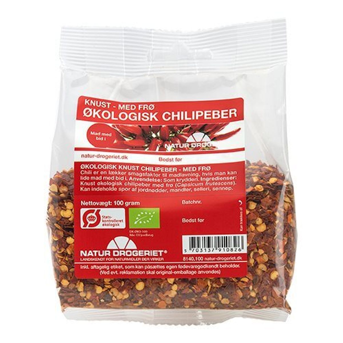 Natur-Drogeriet Chili knust m. frø Ø, 100g