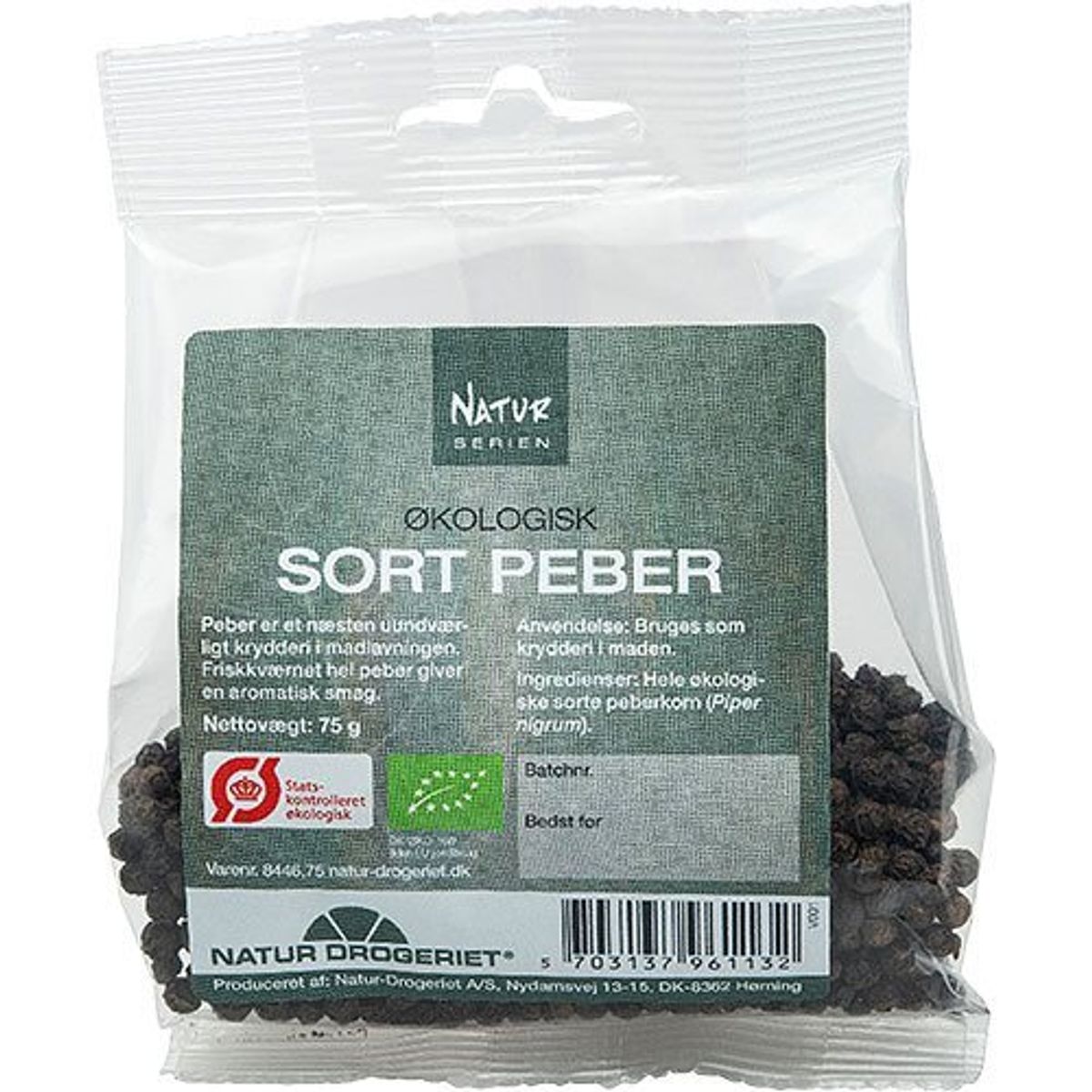 Natur-Drogeriet Peber sort hel Ø, 75g