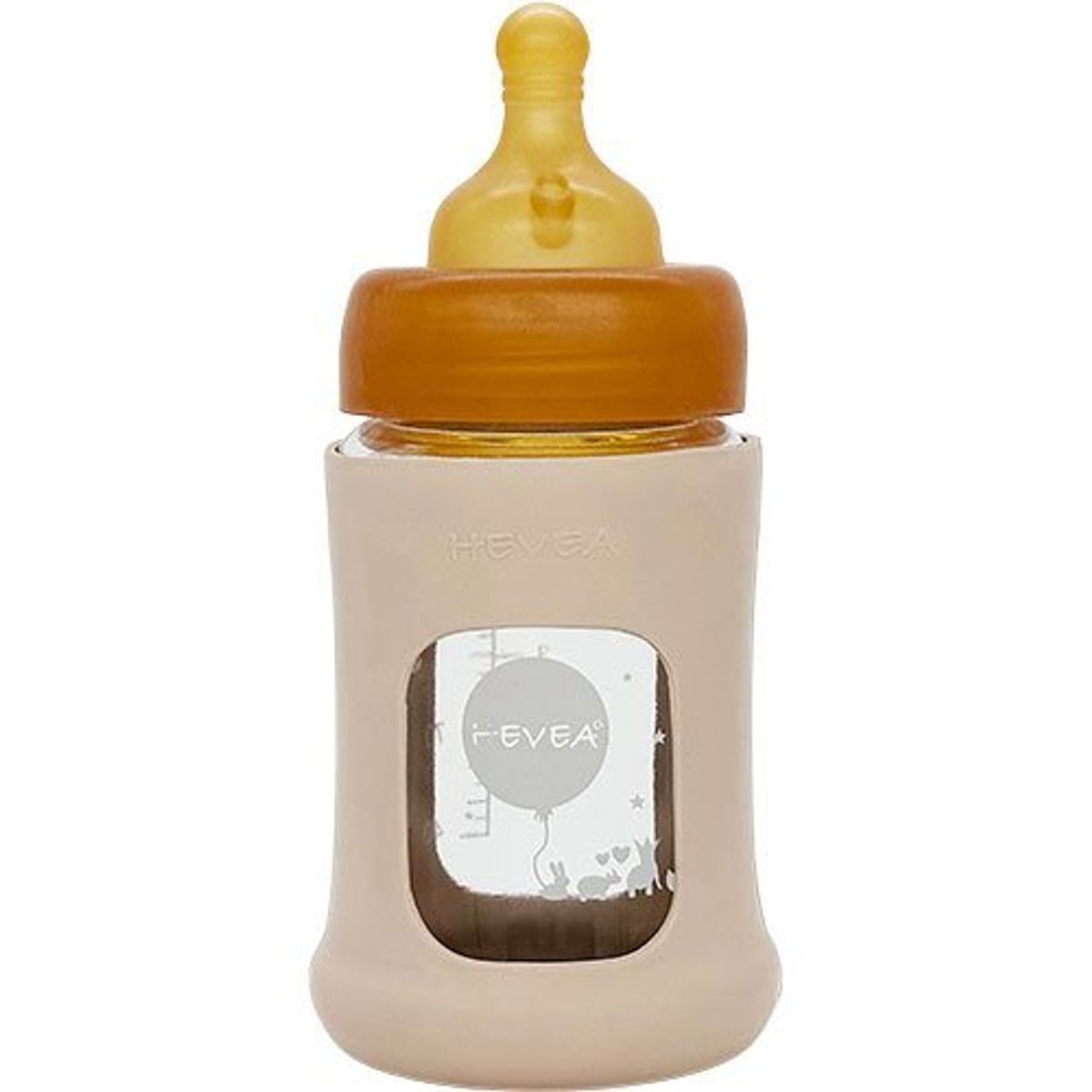 Hevea Baby Glas sutteflaske Wide Neck 150ml, Sand