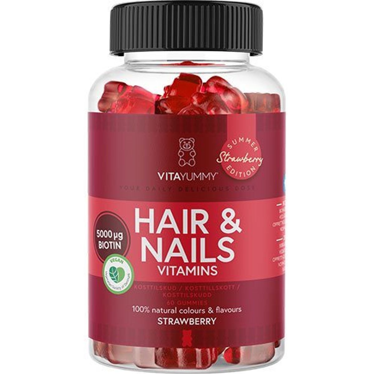 Vita Yummy Hair & Nails (Strawberry) Summer Edition 2024, 60gum