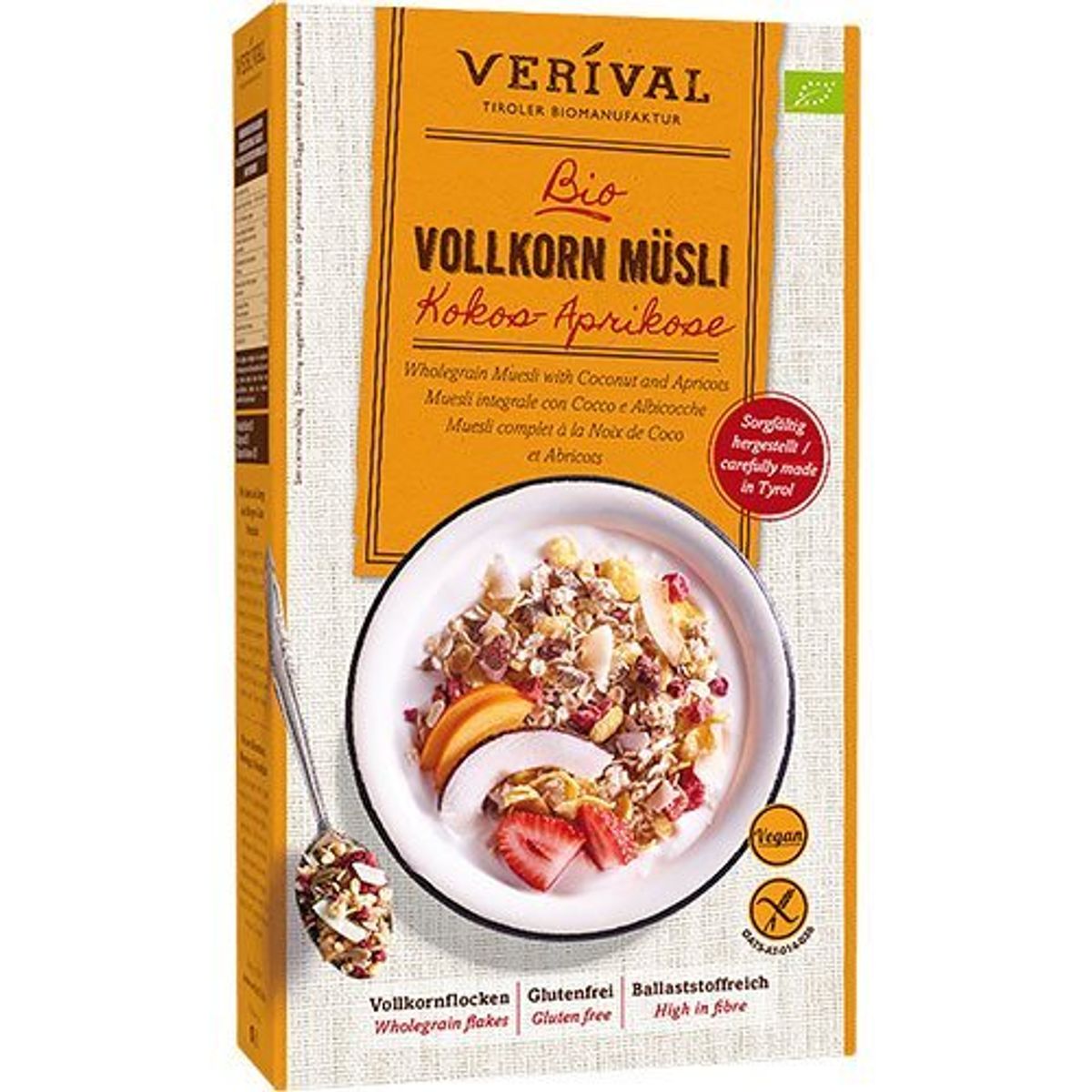 Verival Bio Vollkorn Müsli Kokos-Aprikos Ø, 325g.