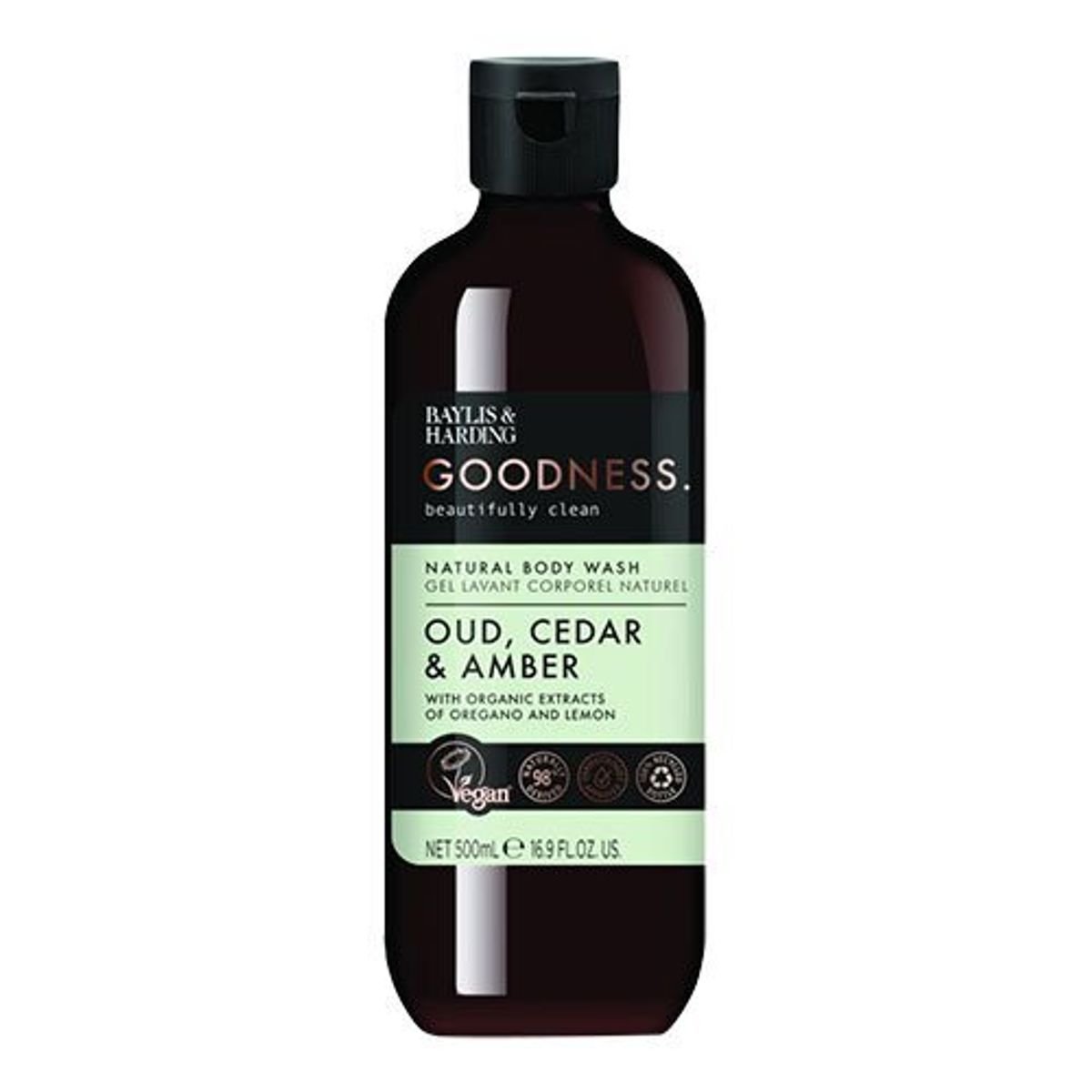 Baylis & Harding Body Wash oud, cedar & amber, 500ml.