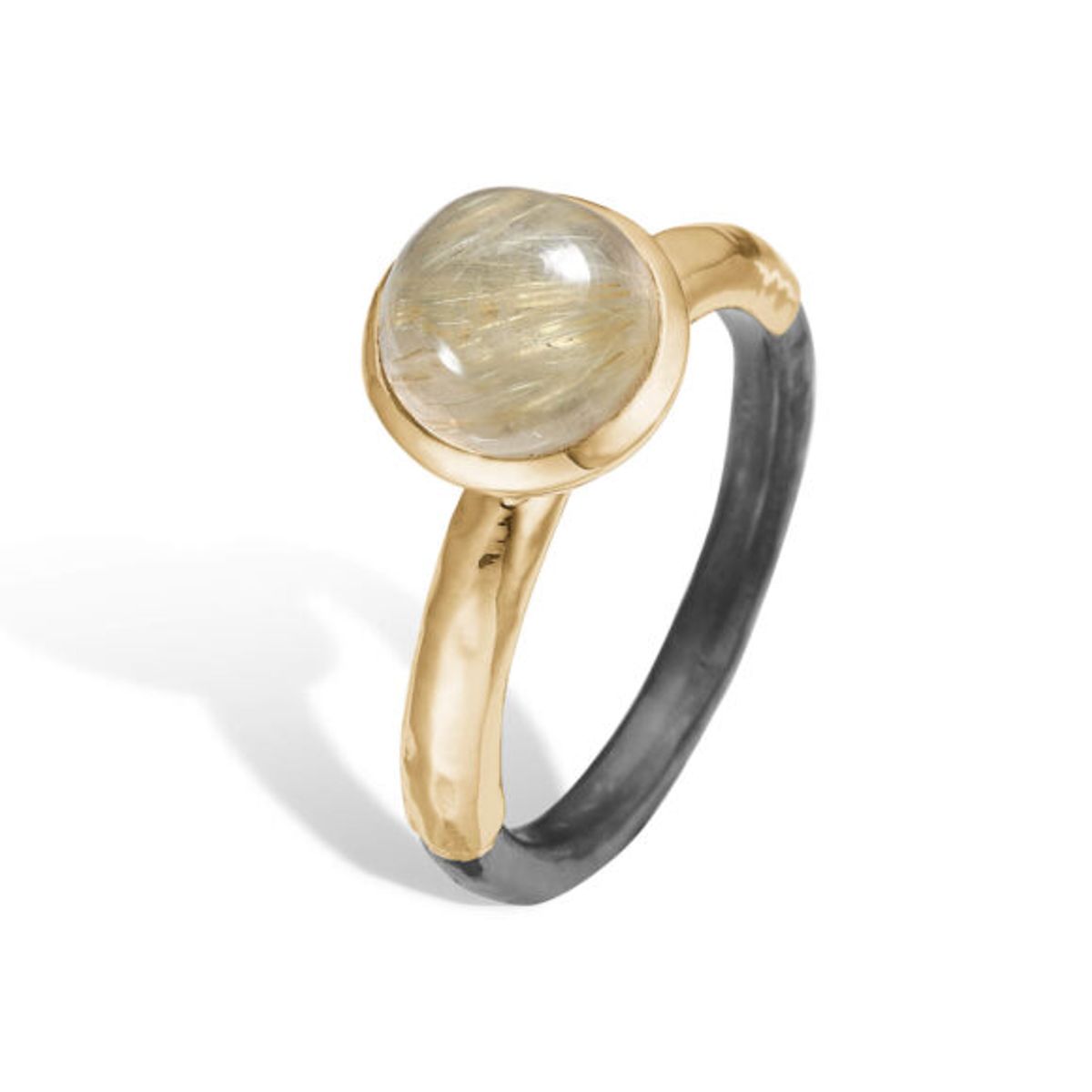 Victoria Rose Sterling Sølv Ring fra By Birdie med 14 Karat Guld Og Rutilkvarts