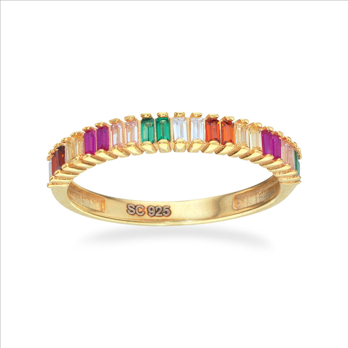 Scrouples Soho Baguette Rainbow Forgyldt Sølv Ring