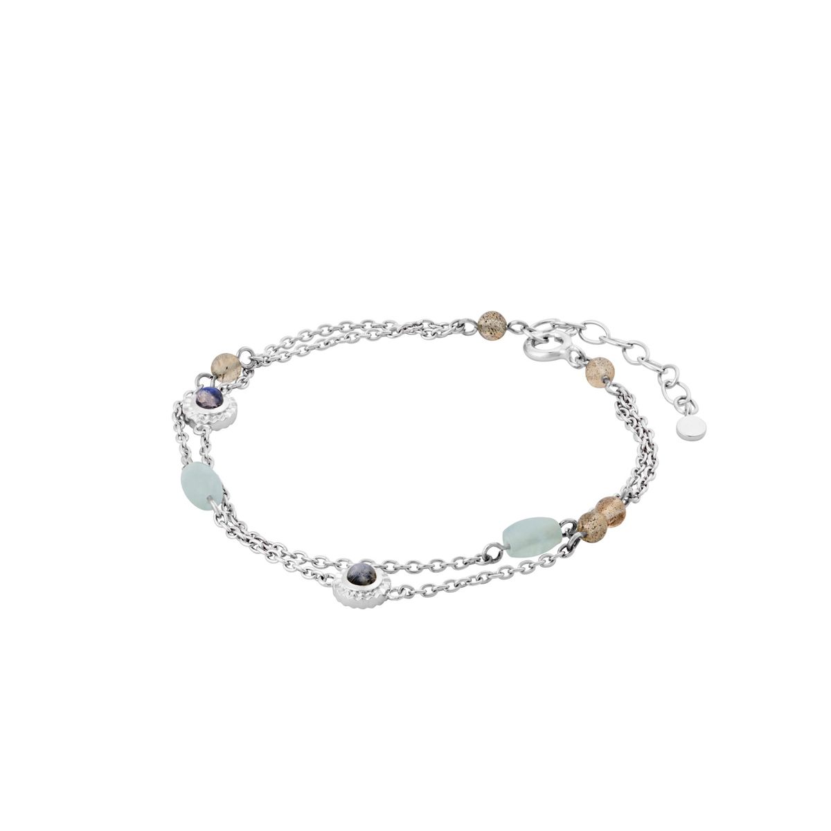 Pernille Corydon Autumn Sky Sterling Sølv Armbånd med Rainbow Månesten, Labradorit Og Akvamarin