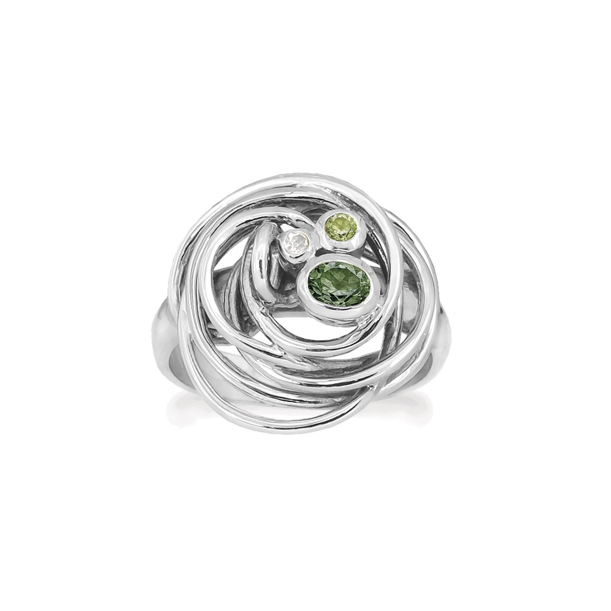 Curlicue Sterling Sølv Ring fra Rabinovich med Kvarts, Peridot Og Topas