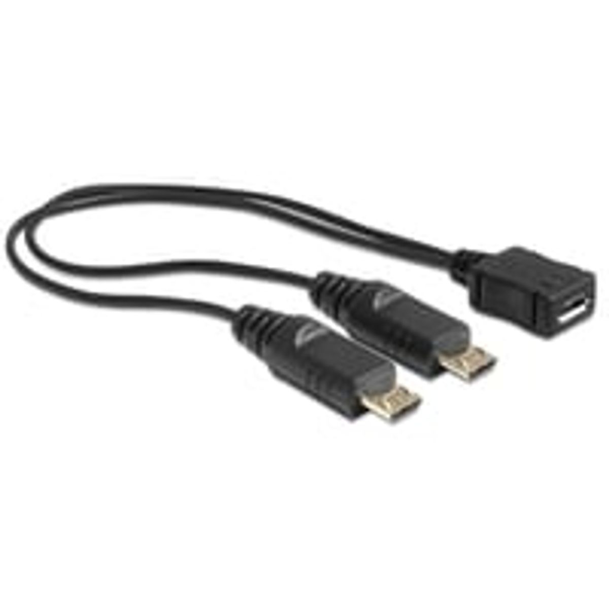 DeLock USB-splitterkabel, 1xMicro B hun til 2xMicro B han, 20cm, sort