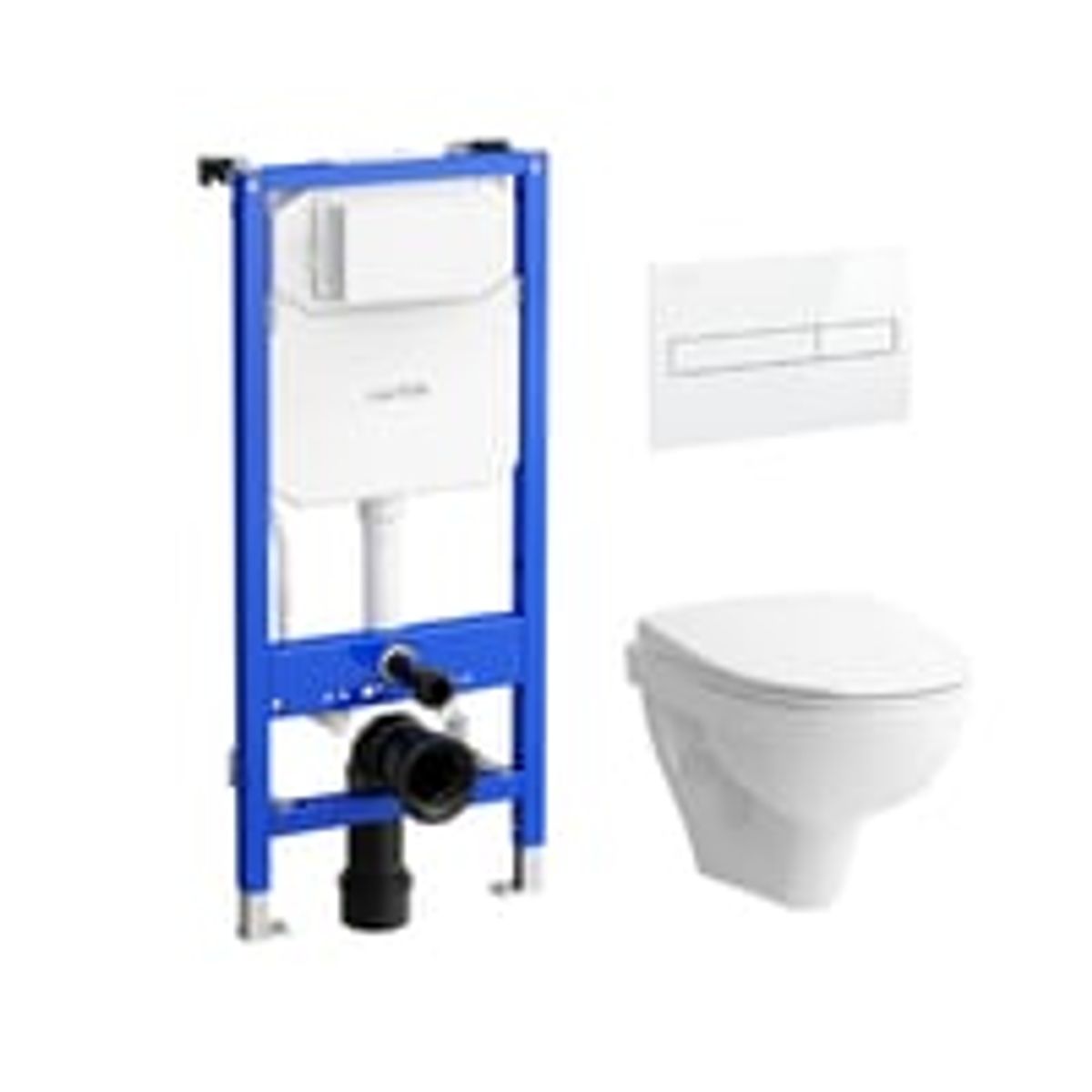 Laufen toiletpakke komplet, 112 cm indbygningcisterne, hvidt tryk, toiletskl inkl sde med quick release