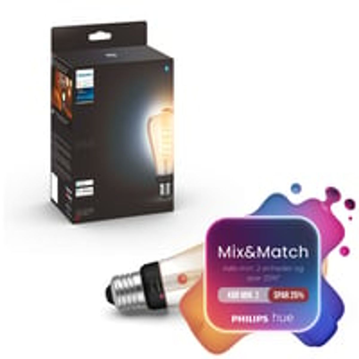 Philips Hue E27 LED-pre, ST72 Edison-filament, White Ambiance, Zigbee + Bluetooth