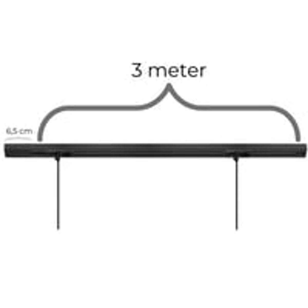 Square lampeskinne til loft til nedhngte lamper (pendler), til 2 lamper, endetilslutning, sort, 3 meter