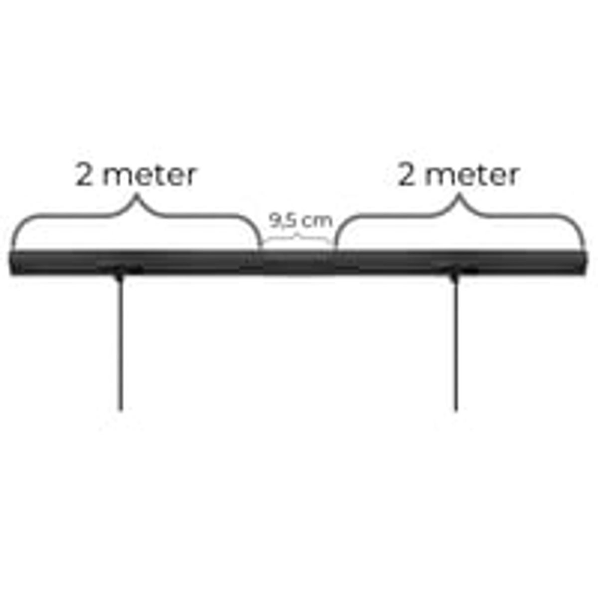 Square lampeskinne til loft til nedhngte lamper (pendler), til 5 lamper, midtertilslutning, sort, 4 meter