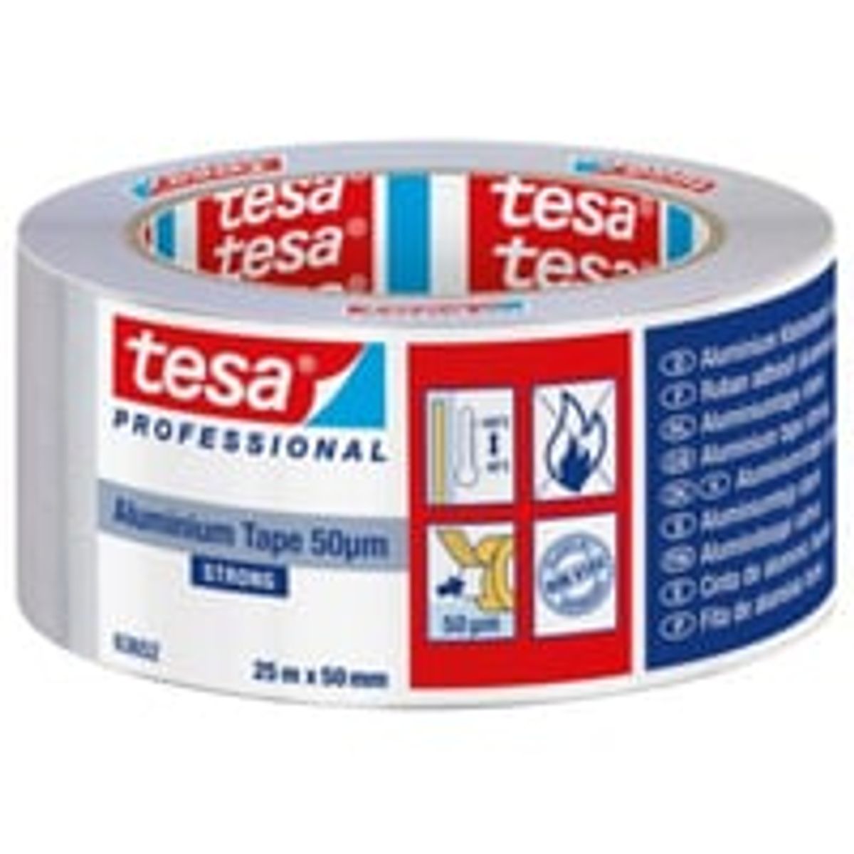 Tesa alu tape strong, 50my, 25m x 50mm, mat slv