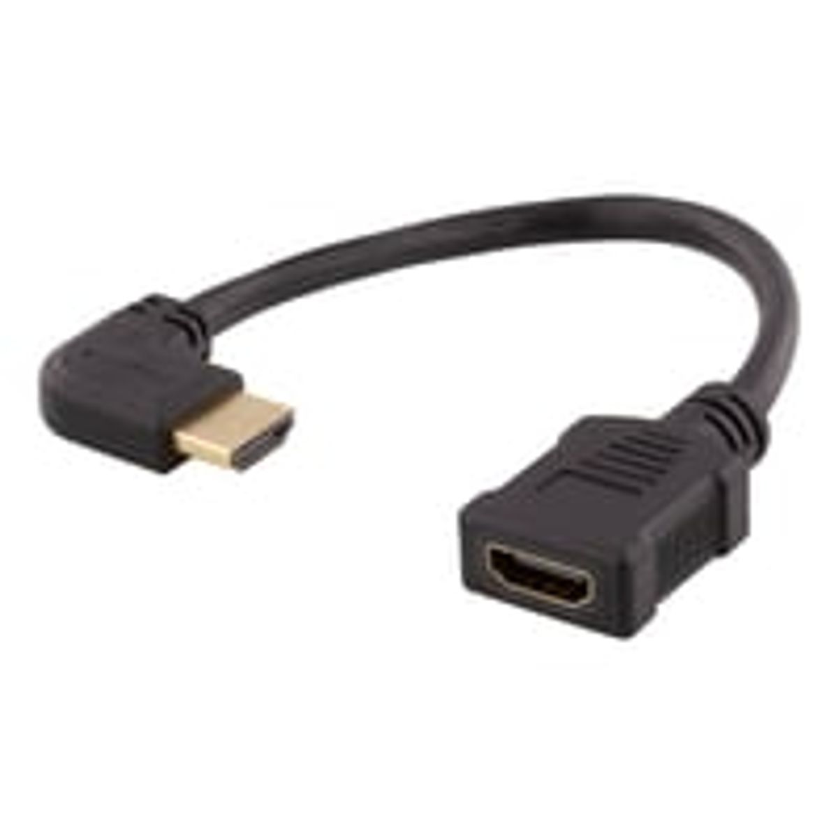 DELTACO Flexible HDMI adapter, 0,2m, left-angled, HDMI M/F, UHD, sort