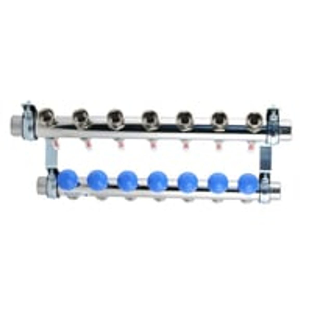 Watts Manifold 1", med flowmeter, endest, kuglehane, luftskrue og ophngst, 7 kredse