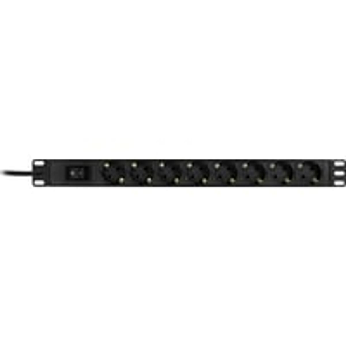 DELTACO strmskinne med 8 schuko jord (side jord), 3 meter ledning, sort