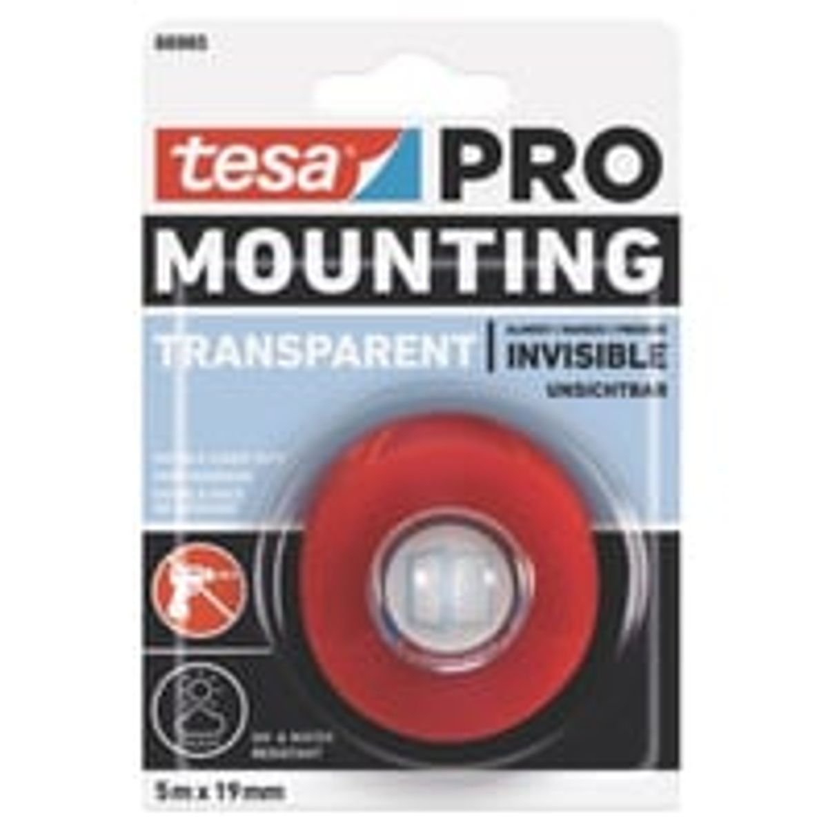 Tesa monteringstape 5m x 19mm PRO 66965, transperant dobbeltklbende tape