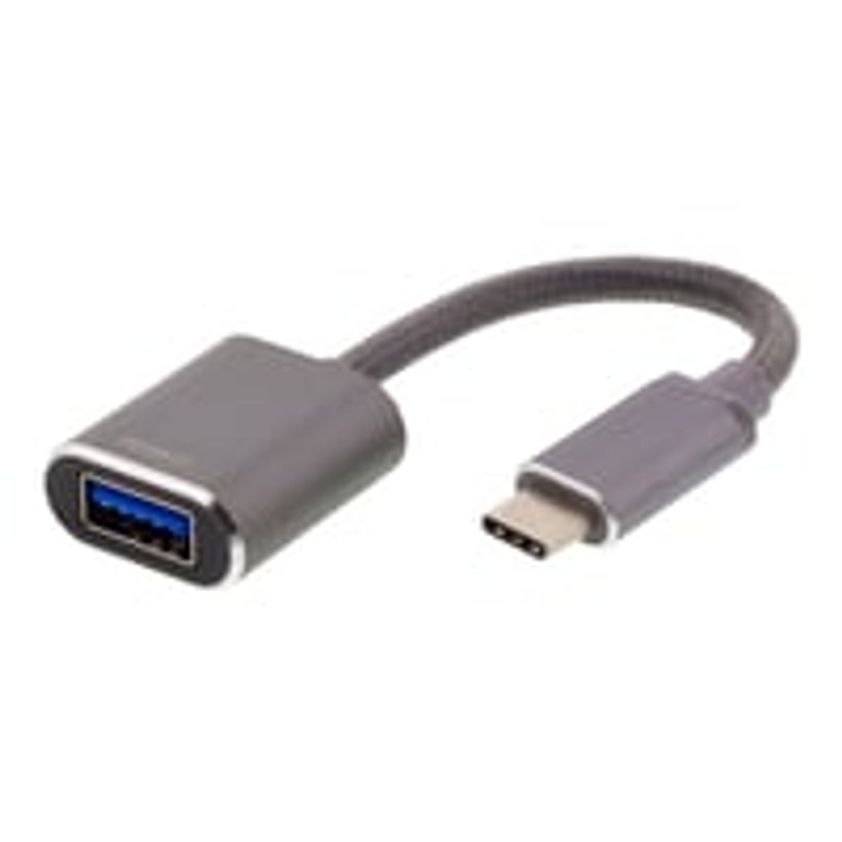 DELTACO USB-C 3.1 Gen 1 to USB-A OTG adapt, aluminium, hvid bag, gr