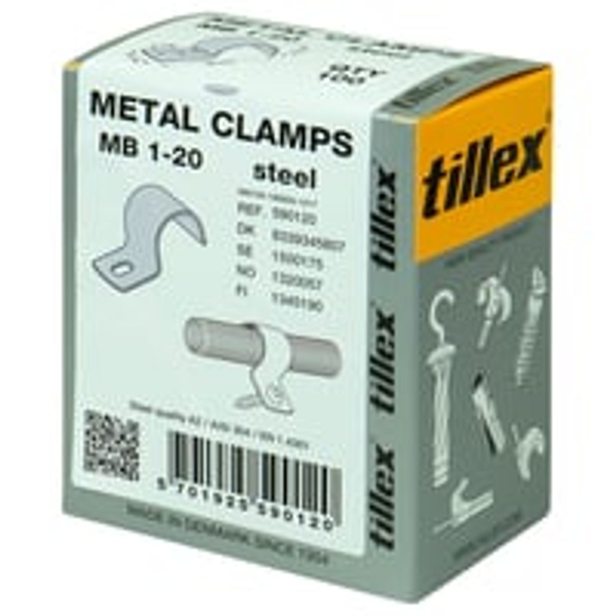 Tillex MB1 kabelbjle 20 mm, 1-lap, rustfrit stl A2, AISI 304