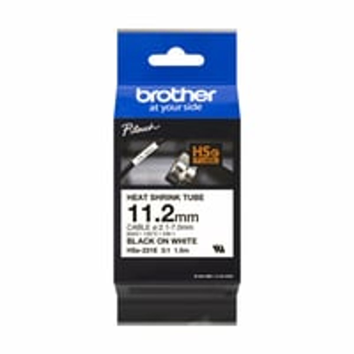 brother krympeflextape HSe231E, sort/hvid, 11,2 mm, til 2,1-7,0 mm kabler