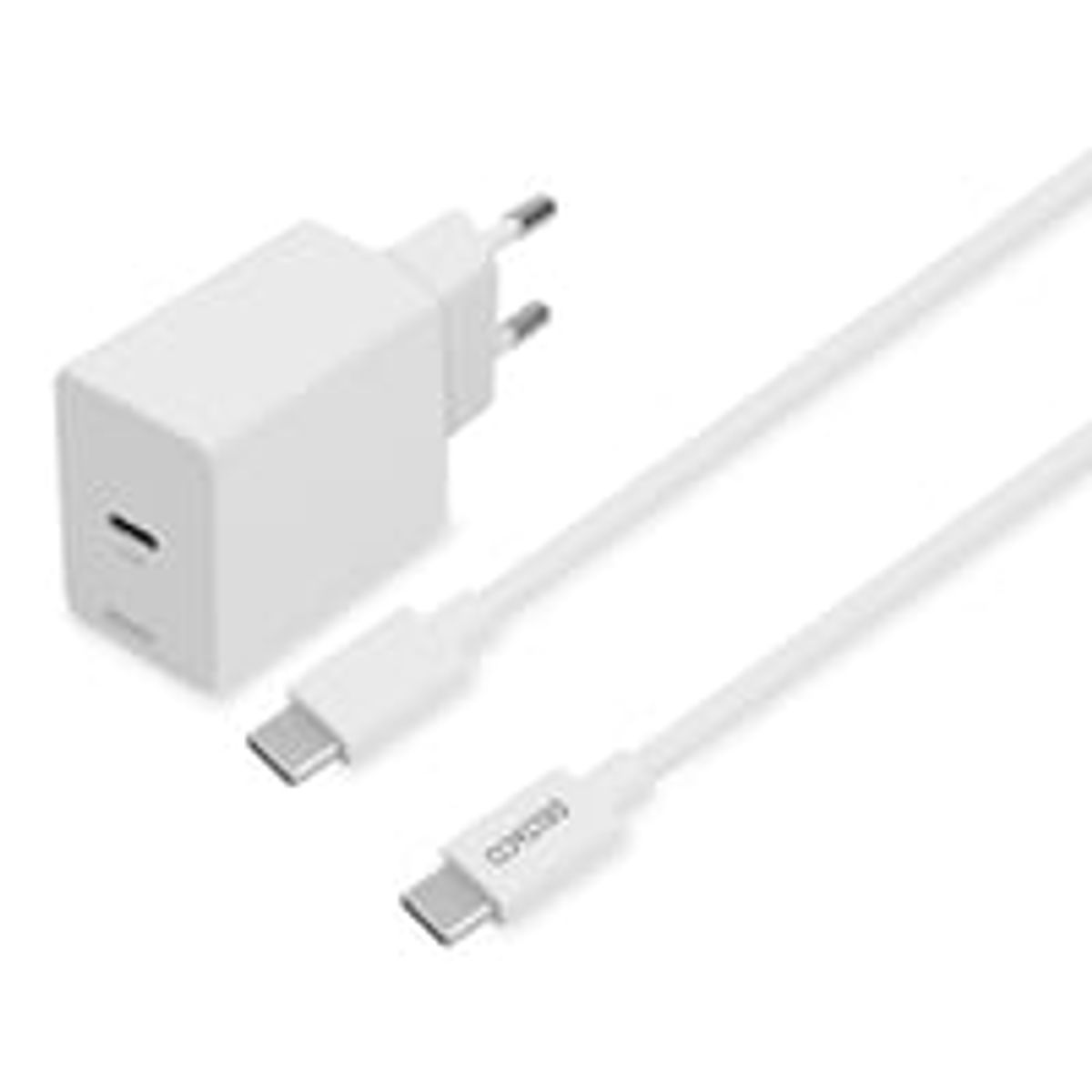 USB-C vglader, 1x USB-C PD 20 W, 1 m USB-C kabel, hvid - Deltaco