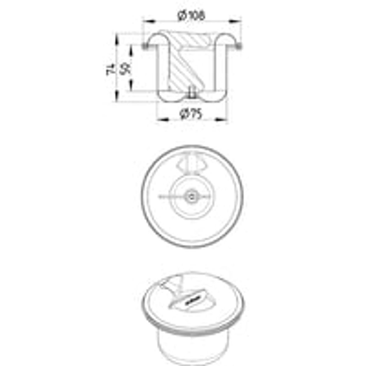 Todelt indbygningsvandls, lav-vandlukkehjde = 50 mm-rustfrit