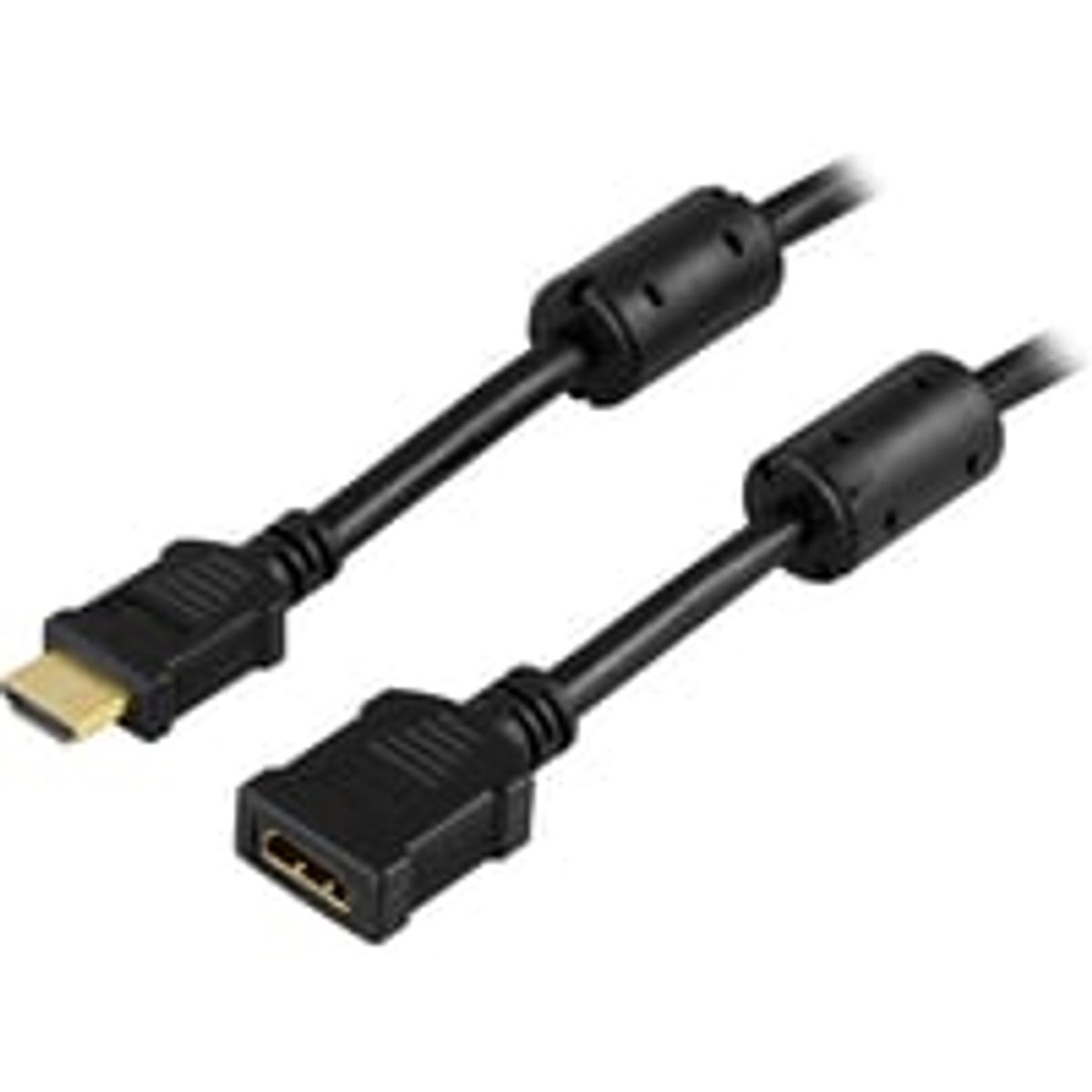 DELTACO HDMI 1.3 forlngerkabel, HDMI Type A han - hun, 1m, sort