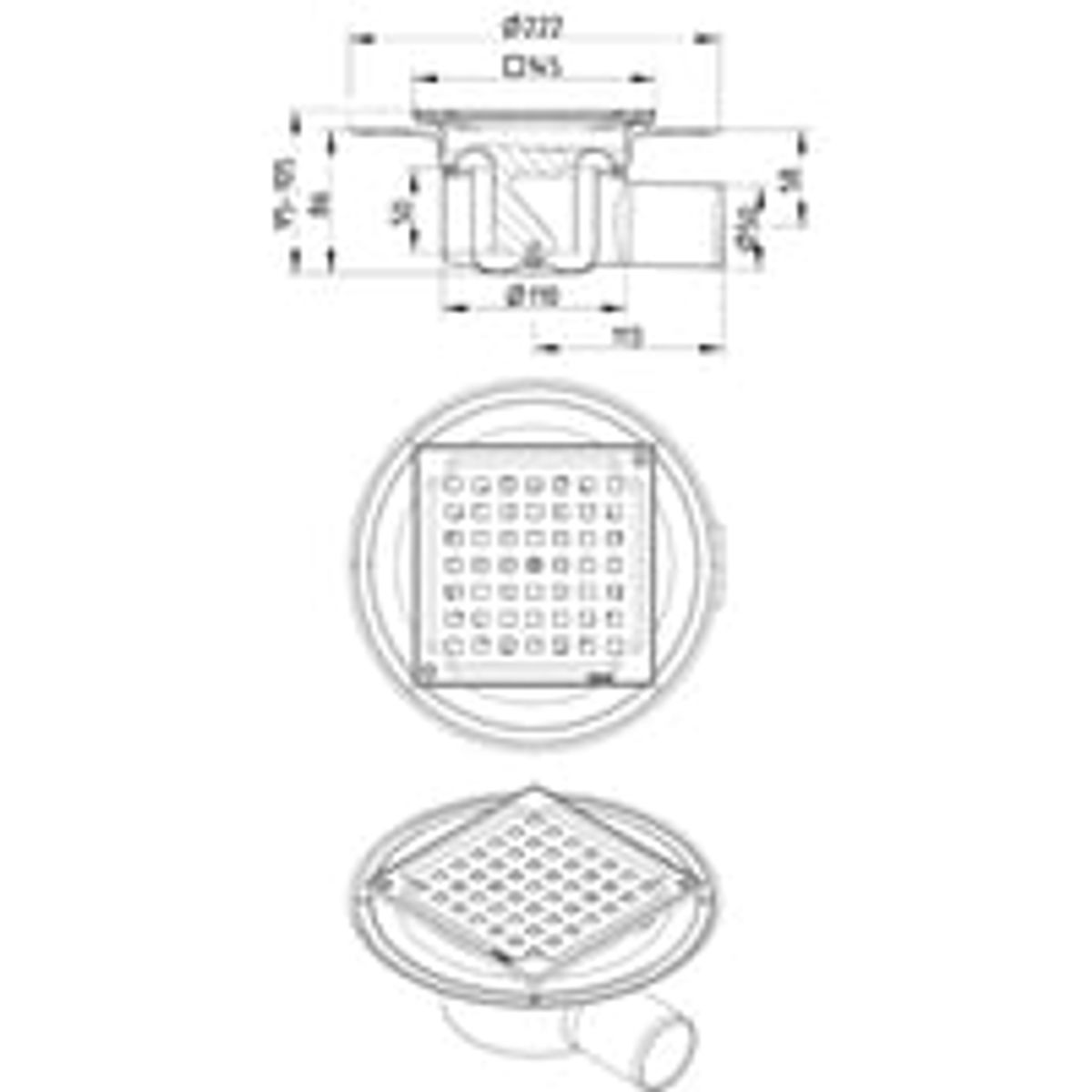 Blcher 50 mm aflbsskl til smremembran, u/studs, vandret, lav