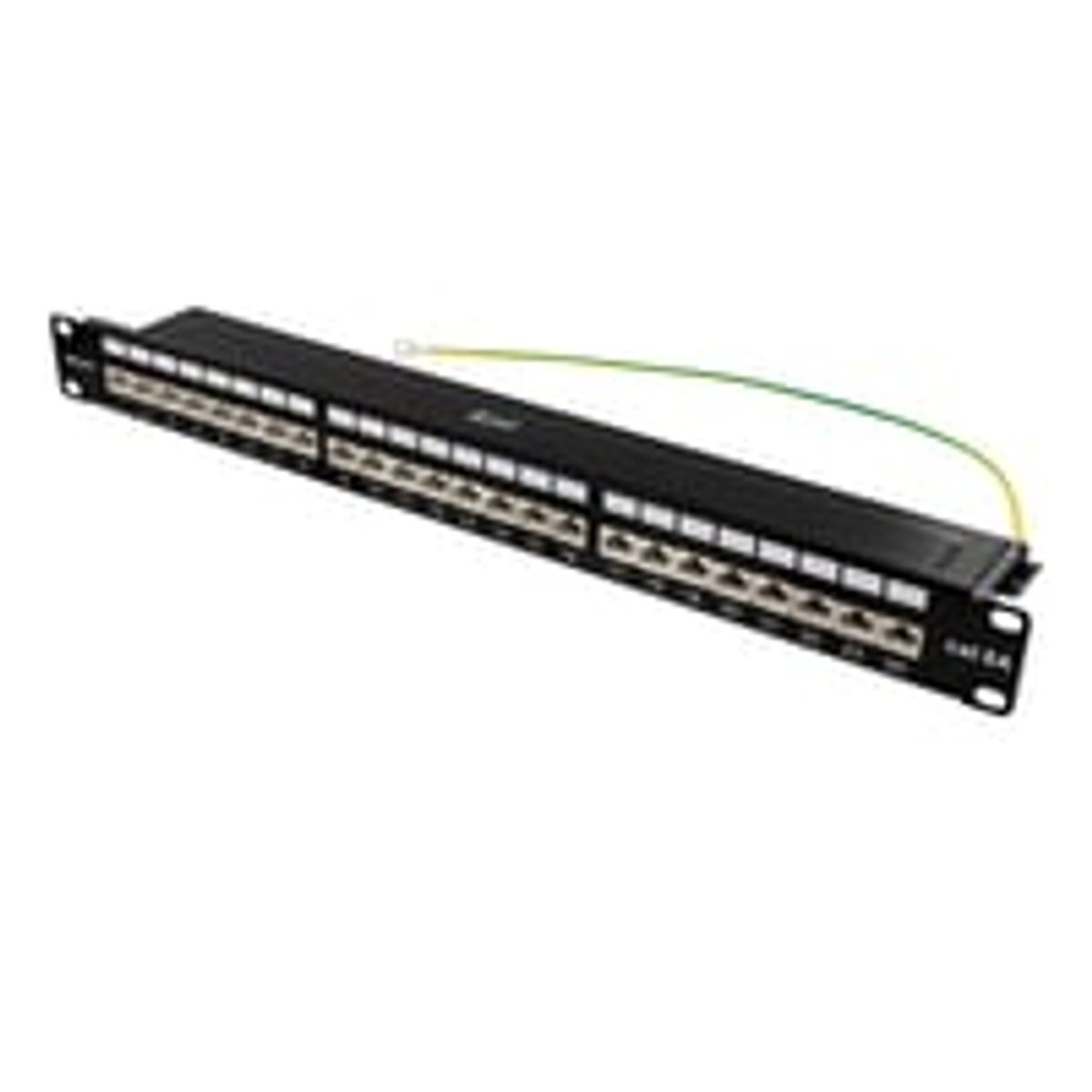 DELTACO STP patch panel, 24xRJ45, Cat6a, 1U, 19", metal, sort