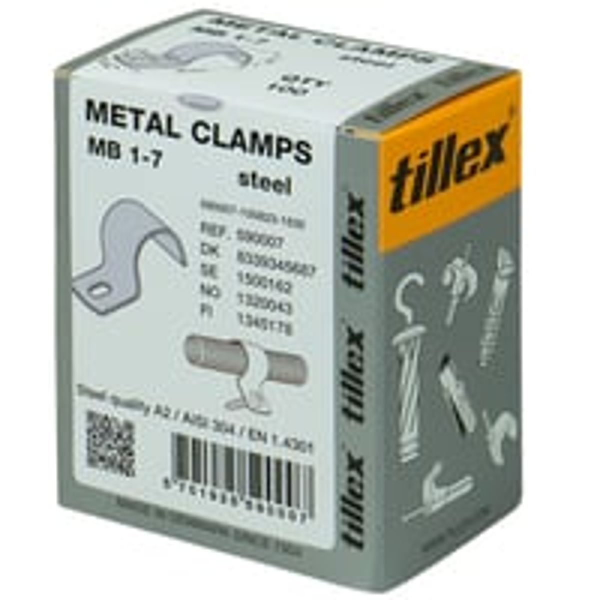 Tillex kabelbjle MB1 7 mm, 1-lap, rustfrit stl A2, AISI 304