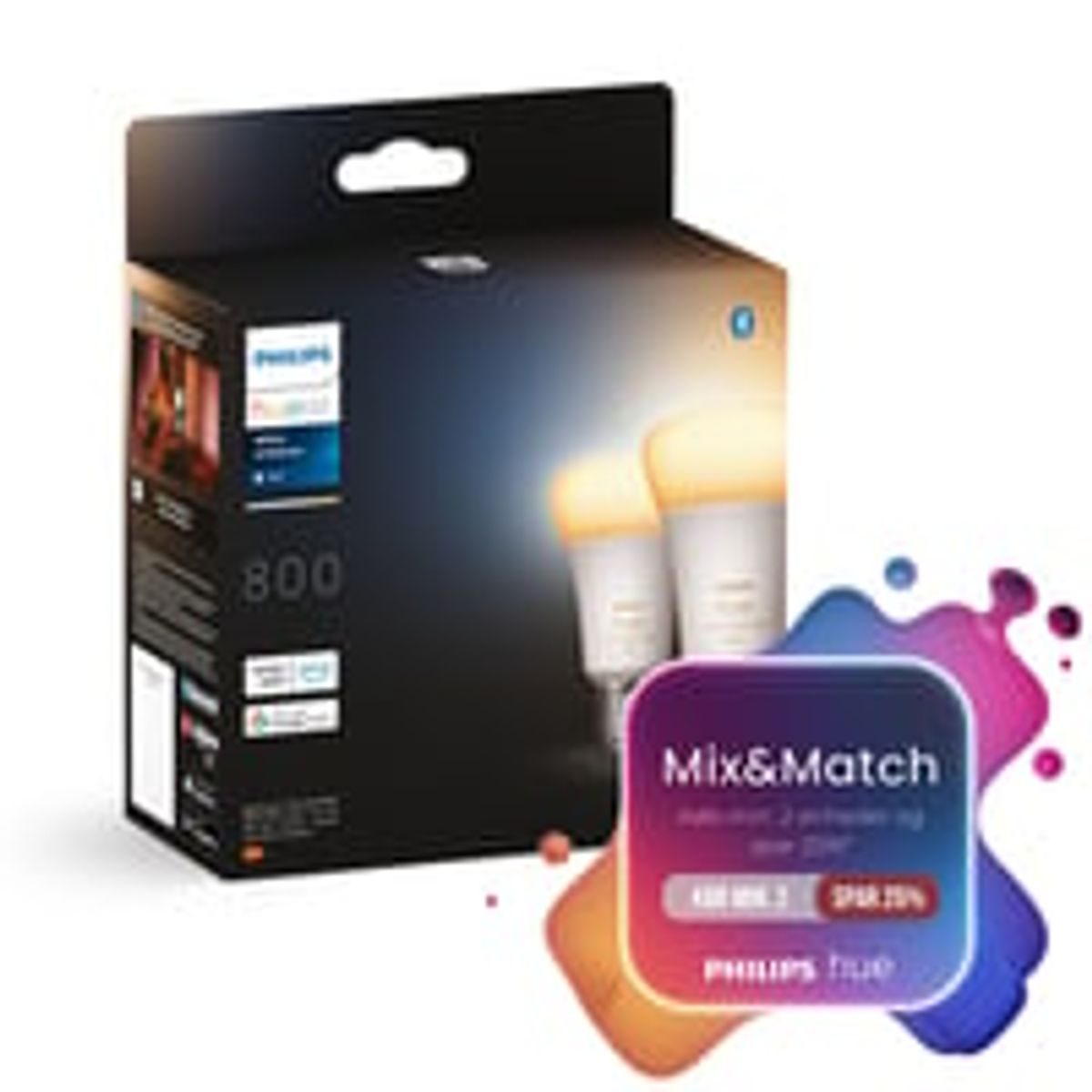 Philips Hue E27 LED-pre, White ambiance, 800lm, Zigbee + Bluetooth - 2 pak