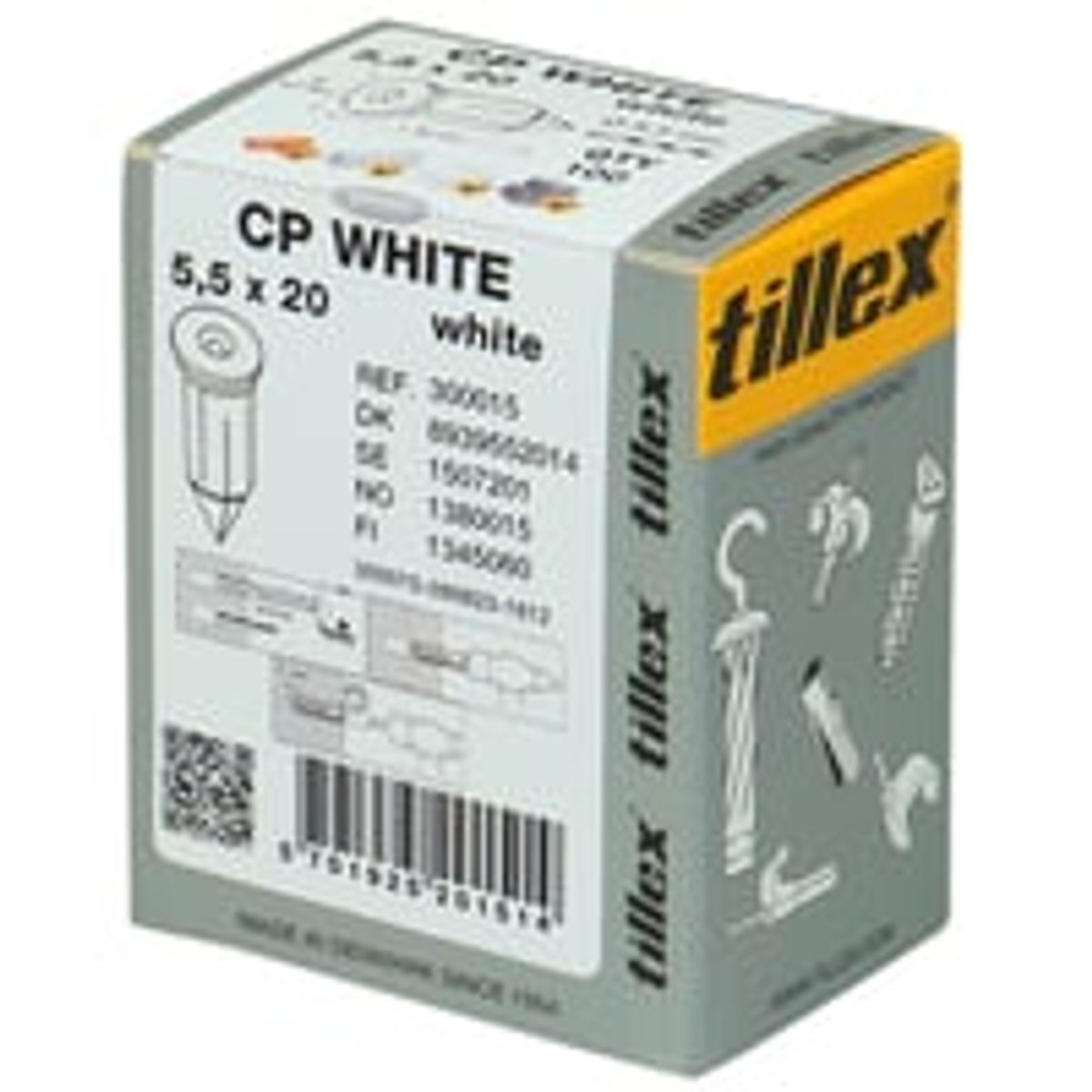 Smplugs, 5,5x20 mm, hvid (100) - Tillex - 100 stk