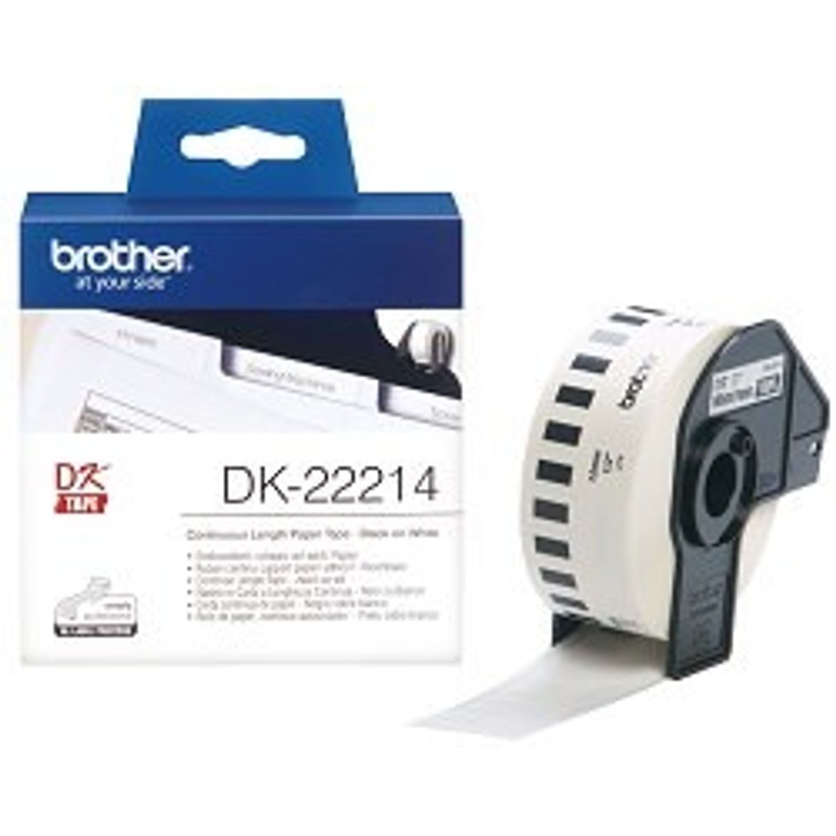 Brother DK-22214 DK-rulle / 12 mm. / Hvid papirtape