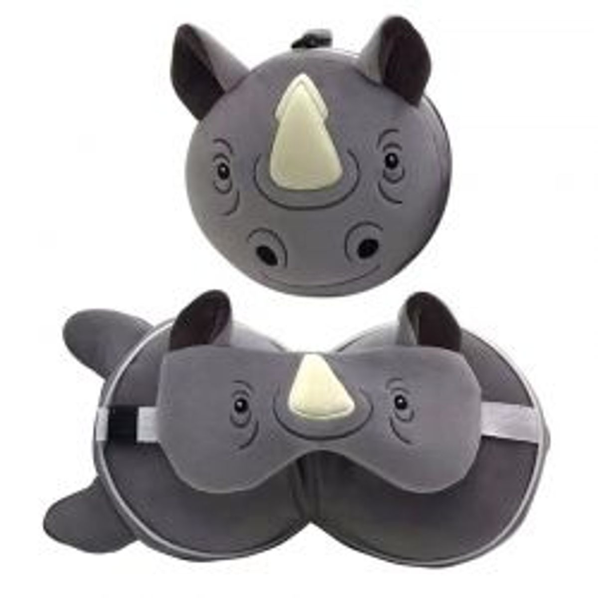 Relaxeazzz Rhino Plush Travel Pillow & Eye Mask - Nakkepude