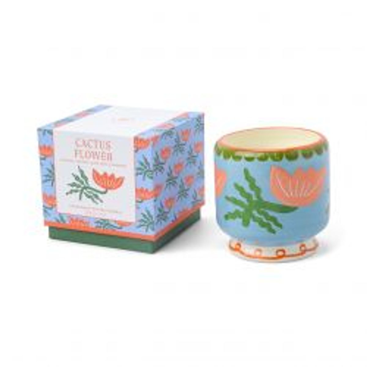 Paddywax Adopo Flower Ceramic Candle - Cactus Flower Boxed - Duftlys