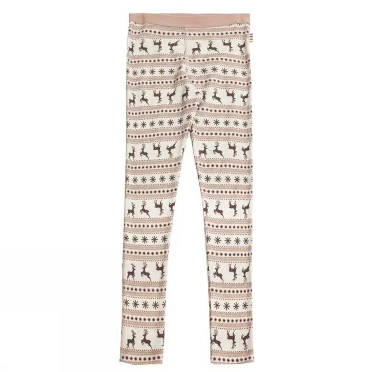 Leggings til større børn i rosa/sand uld - Jumping deer