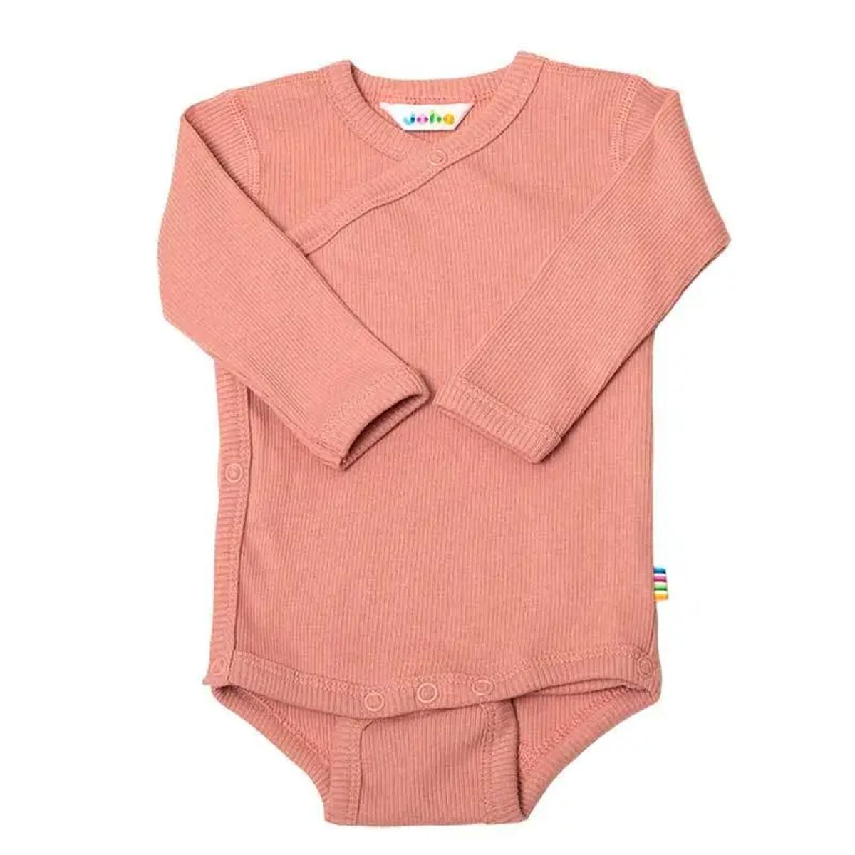 Body med sideluk pastel rosa økologisk Rib Bomuld