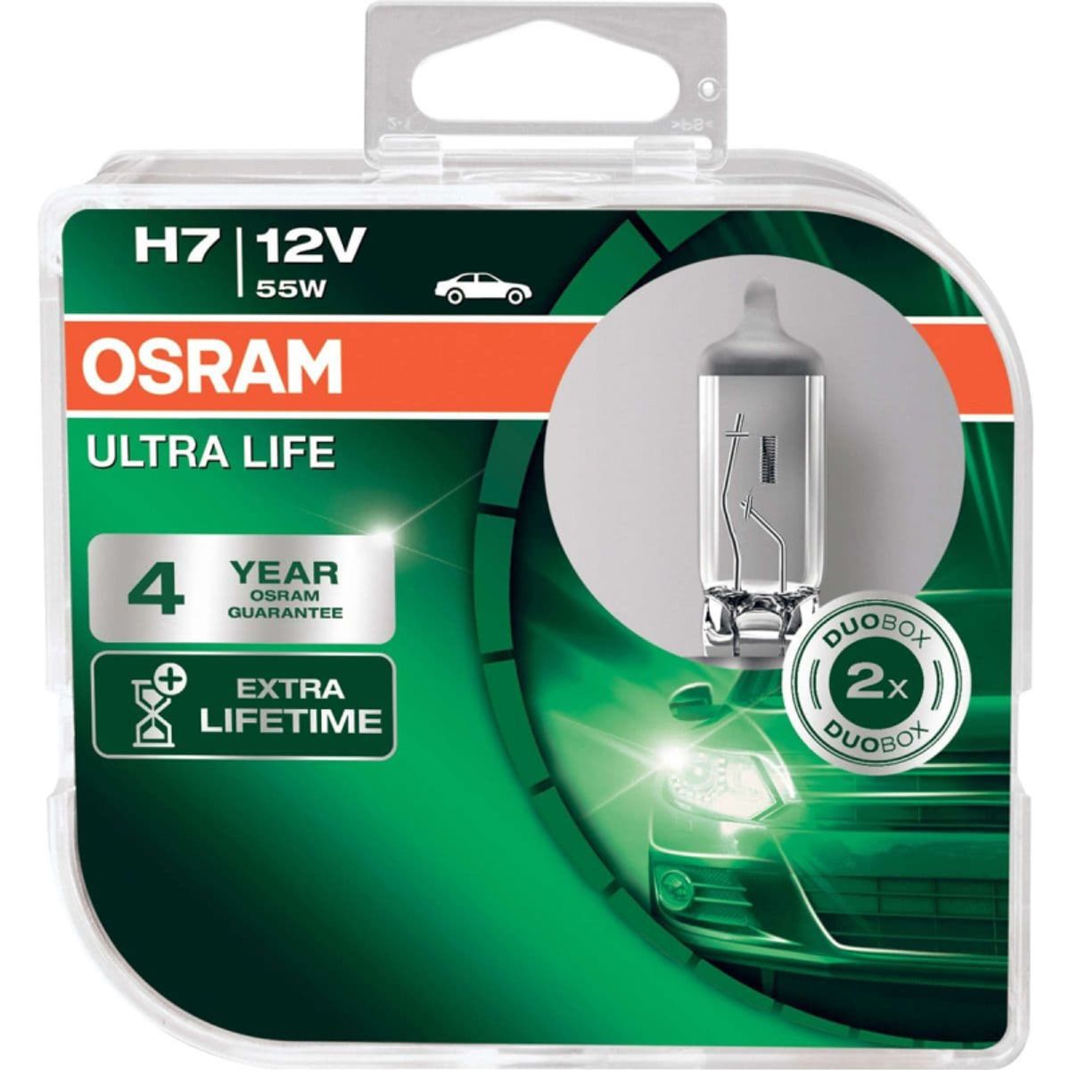 Osram H7 Ultra life pærer (2 stk. pak) 4 års Osram Garanti